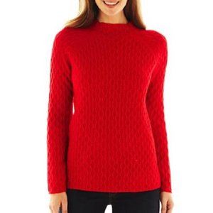 St. John's Bay Cabaret Red Funnel Neck Sweater